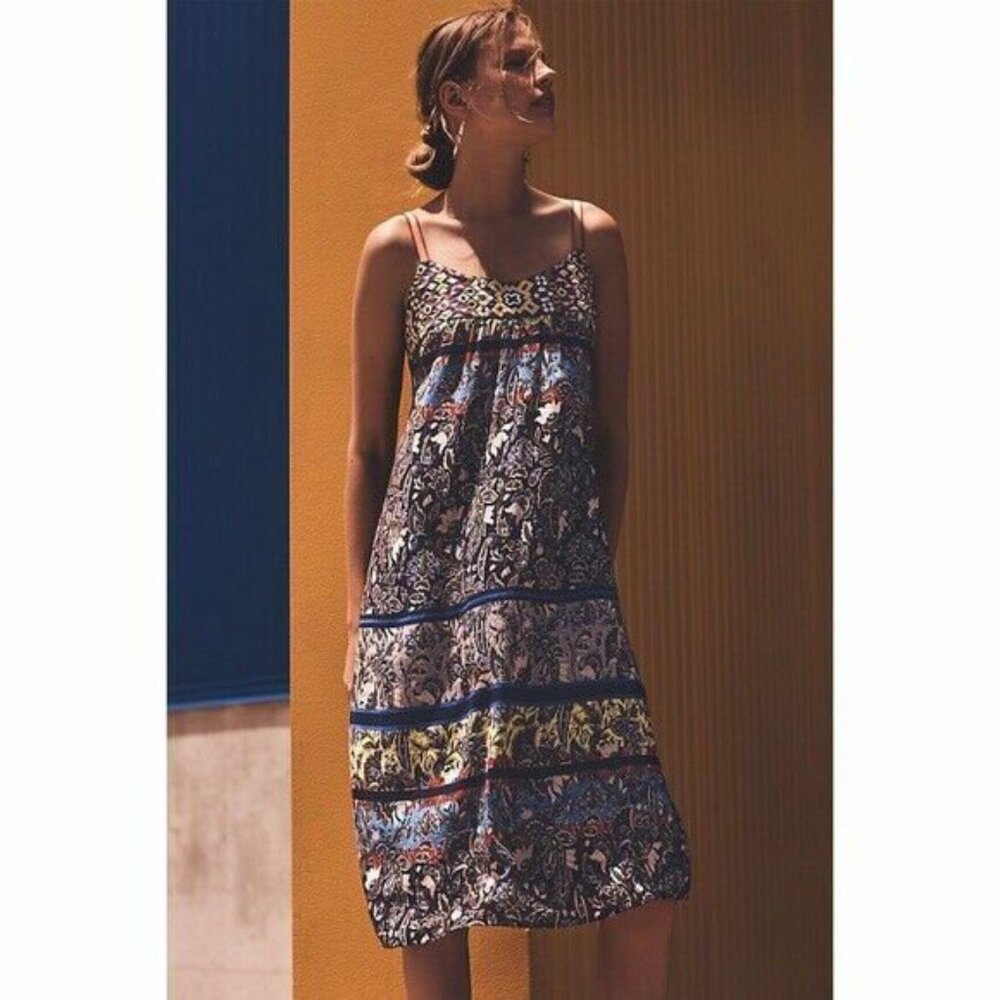 One September Anthropologie Embroidered Cosima Summer Sleeveless Sun Dress Sm - Picture 3 of 12